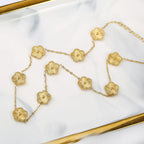 Choker Necklace with 5-Leaf Clover Pendants