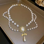 Choker Necklace with Pearl Pendants Baroque Style