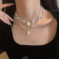 Choker Necklace with Pearl Pendants Baroque Style