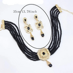 Collier ras de cou en perles avec pendentif et boucles d'oreilles pendantes arabes