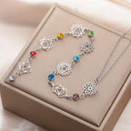 Choker Necklace Pendant with 7 Chakras Zircon Stones silver