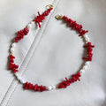 Choker Necklace Coral Pendant