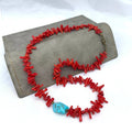 Choker Necklace with Stone and Coral Pendants