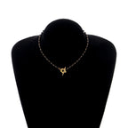 Black and Gold Flower Pendant Choker Necklace