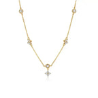 Choker Necklace with Gold Zircon Flower Pendant