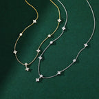 Choker Necklace with Silver Zircon Flower Pendant