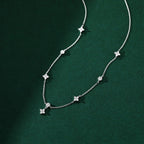 Choker Necklace with Silver Zircon Flower Pendant