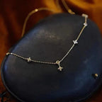 Choker Necklace with Silver Zircon Flower Pendant