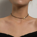 Black and Gold Flower Pendant Choker Necklace