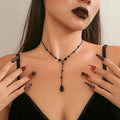 Black Gothic Style Water Drop Pendant Choker Necklace