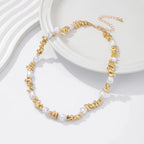 Choker Necklace with Pearl Pendants for Women gold