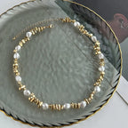 Choker Necklace with Pearl Pendants for Women gold
