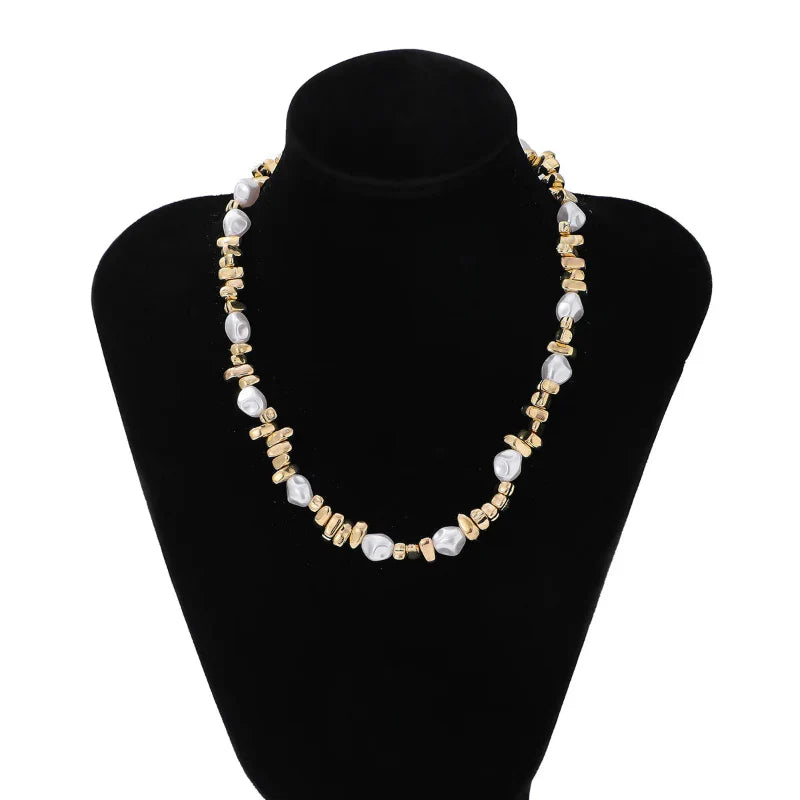 Choker Necklace with Pearl Pendants for Women gold