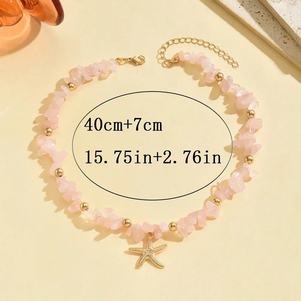 Collier ras du cou coquillage et étoile de mer