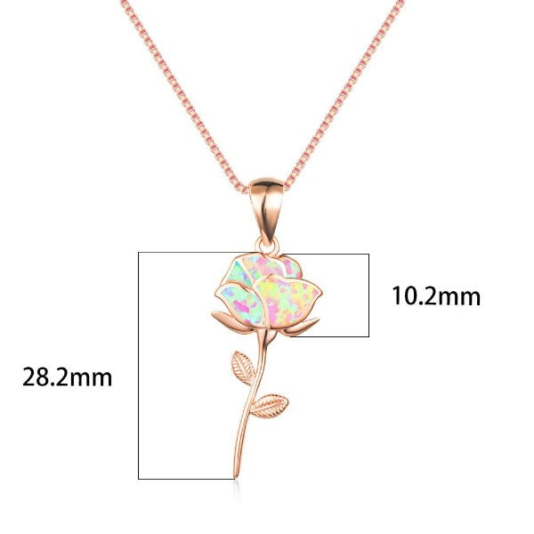 Pink Flower Necklace in Opal
