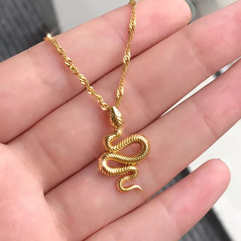 Gold Snake Pendant Necklace