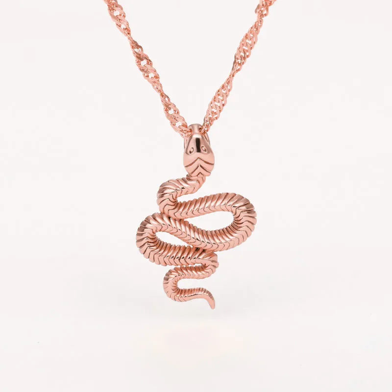 Rose Gold Snake Pendant Necklace
