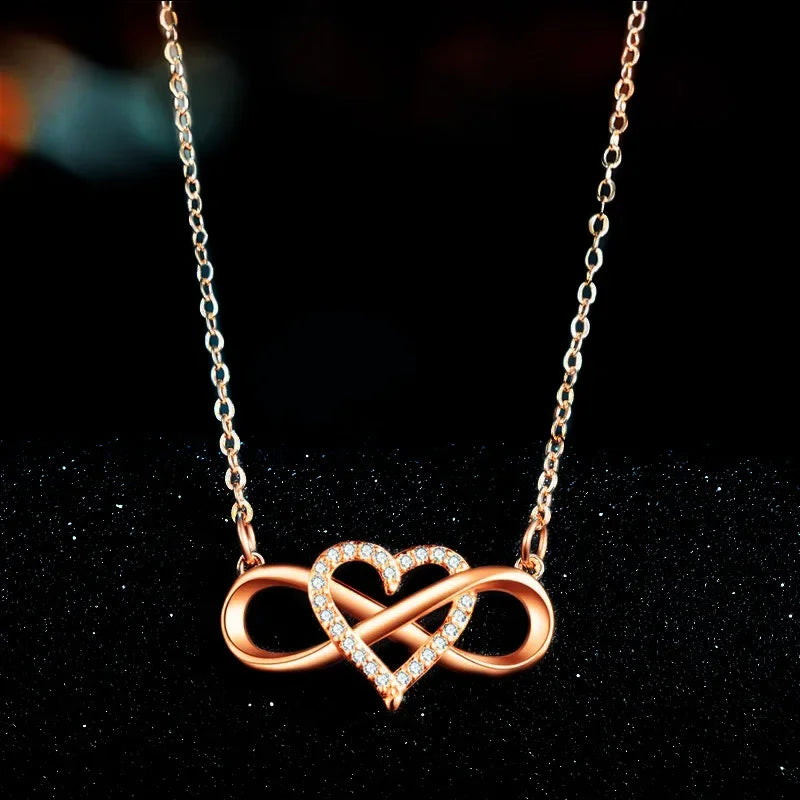 Collier Symbole Infini Pendentif Femme Coeur