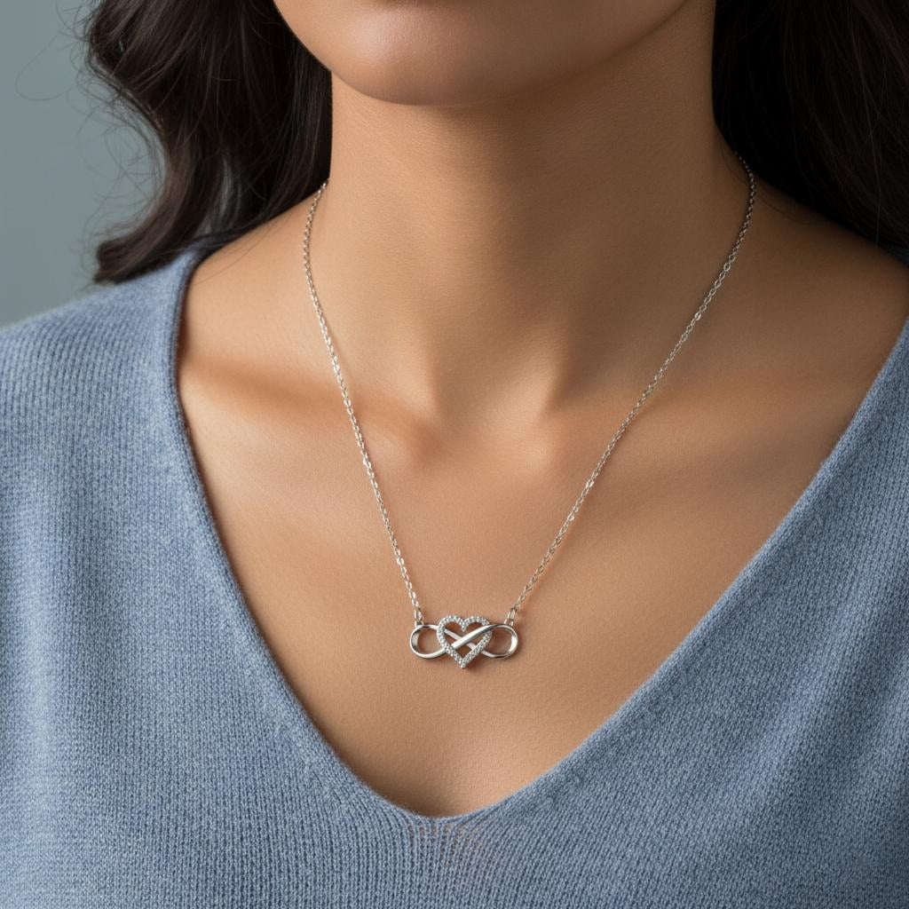 Collier Symbole Infini Pendentif Femme Coeur