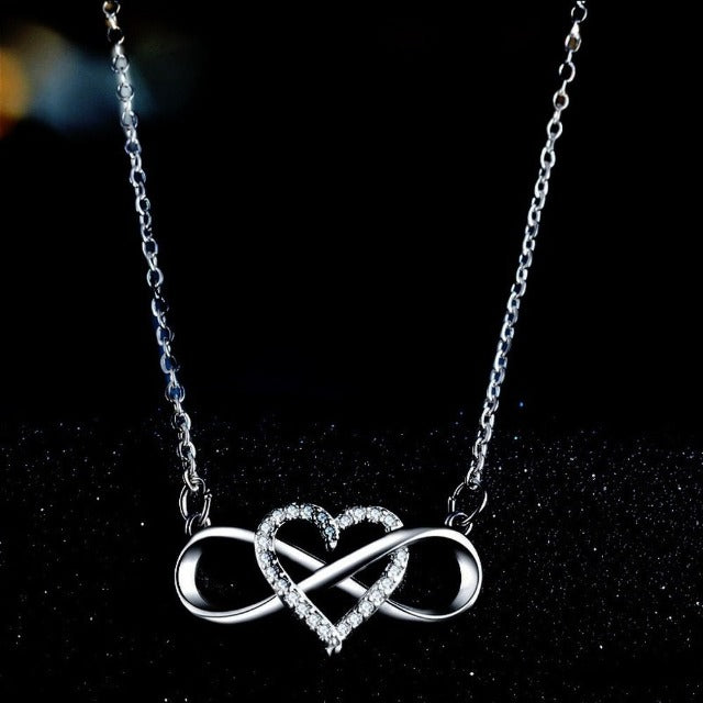 Infinity Symbol Necklace Pendant Women Heart Silver