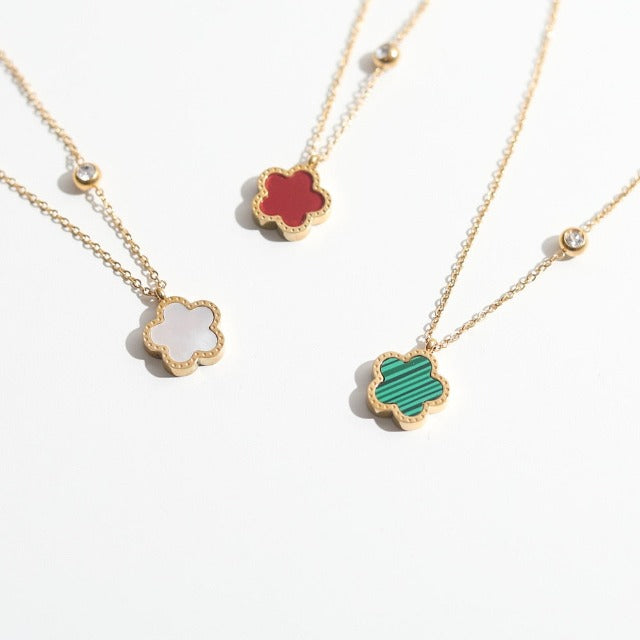 Pearl Clover Necklace Golden Chain Pendant for Women