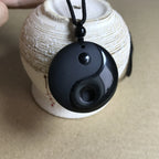 Braided Necklace with Black Obsidian Stone Yin Yang Pendant