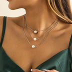 Triple Row Silver & Gold Necklace for Women