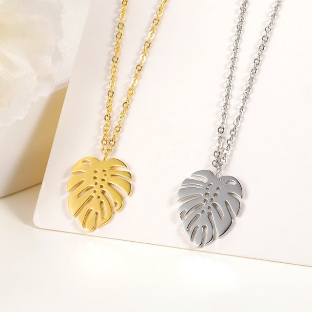 Tropical Palm Leaf Necklace