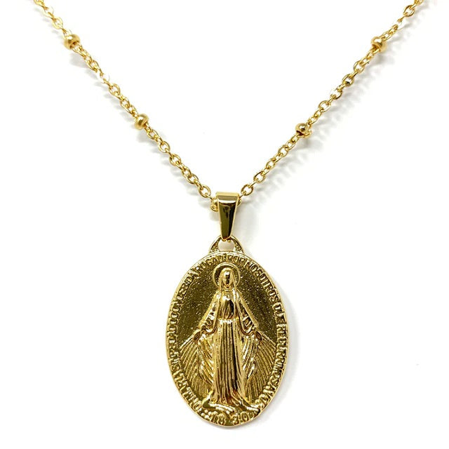 Virgin Mary gold necklace