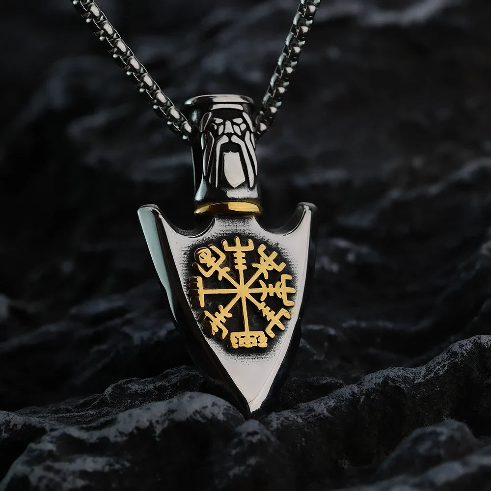 Collier Viking avec Pendentif Flèche Vegvisir or