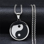 Yin Yang Pendant Necklace Men silver