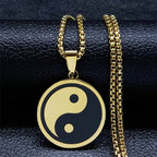 Yin Yang Pendant Necklace Men gold