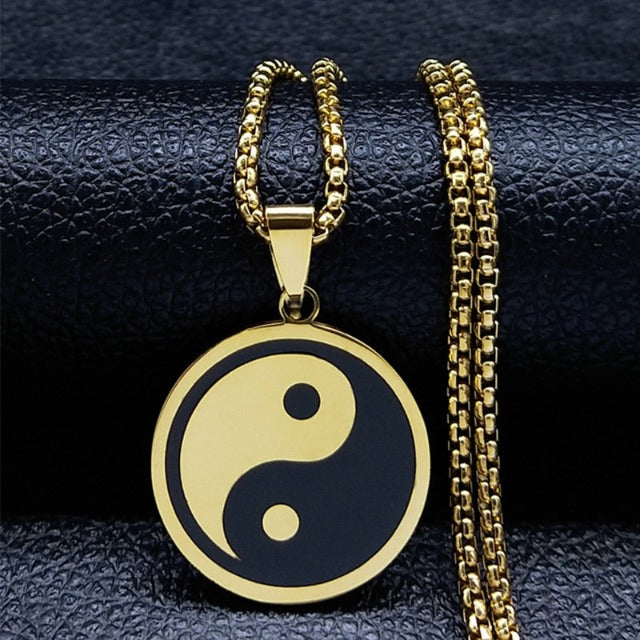 Yin Yang Pendant Necklace Men gold