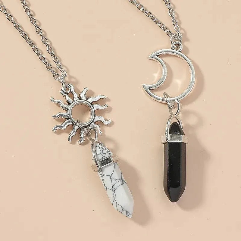 Necklaces with Crescent Moon and Sun Pendants