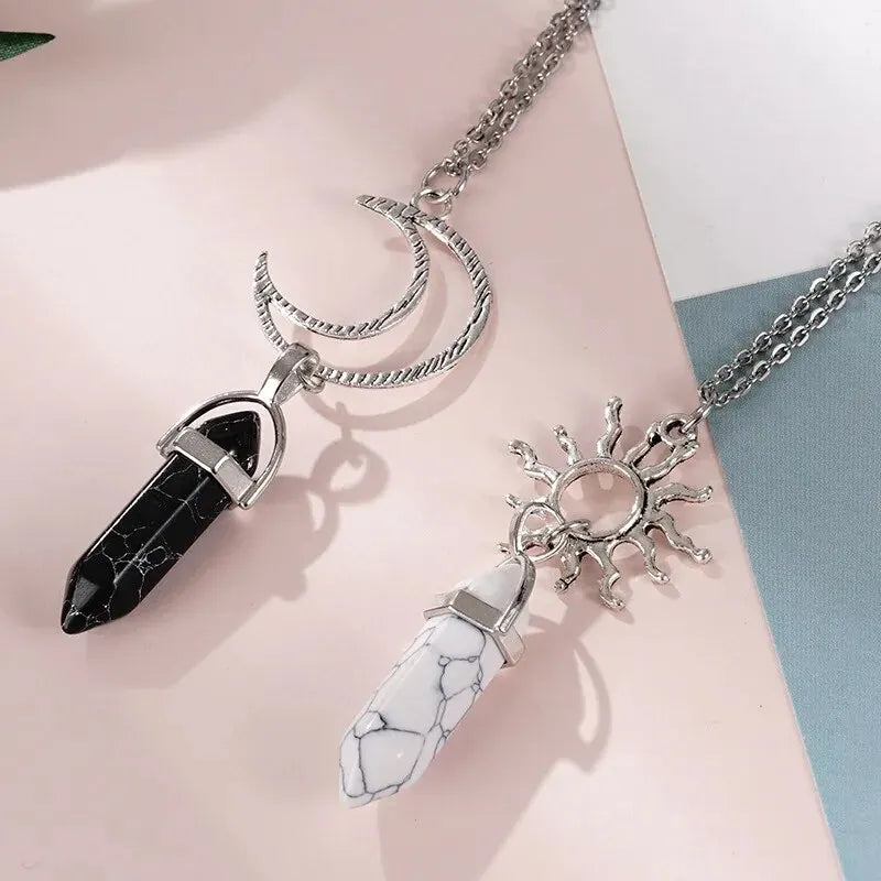 Necklaces with Crescent Moon and Sun Pendants