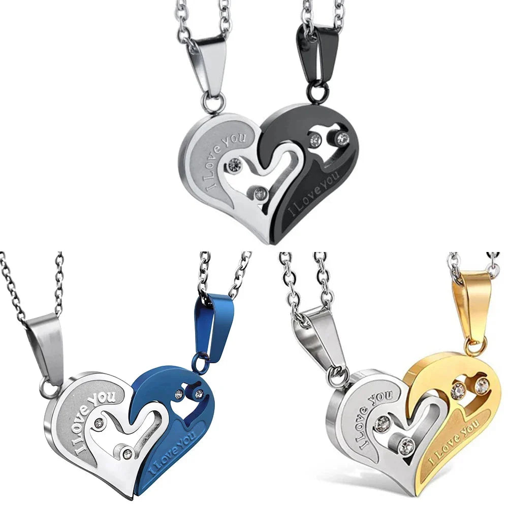 Necklaces for Couples Best Friends Silver and Gold Heart Pendant