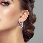Double-tier sun and moon hoop earrings 