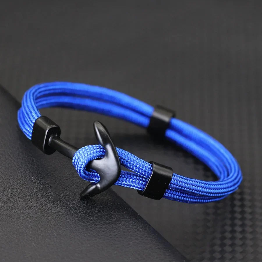 Bracelet double ancre noire bleu