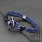 Bracelet double ancre noire bleu marine
