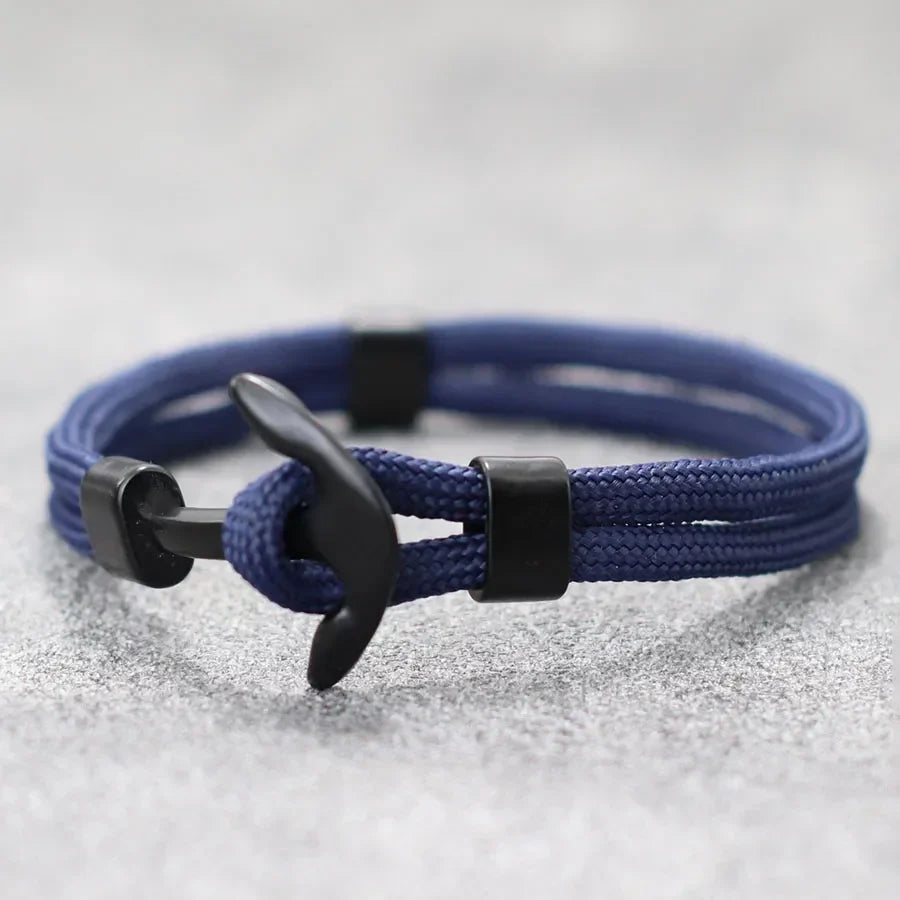 Bracelet double ancre noire bleu marine