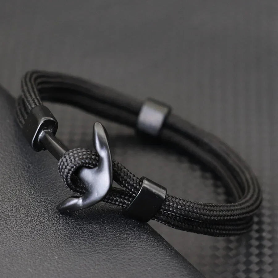 Bracelet double ancre noire noir