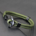 Bracelet double ancre noire vert