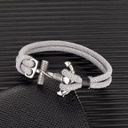 Bracelet double ancre homme gris