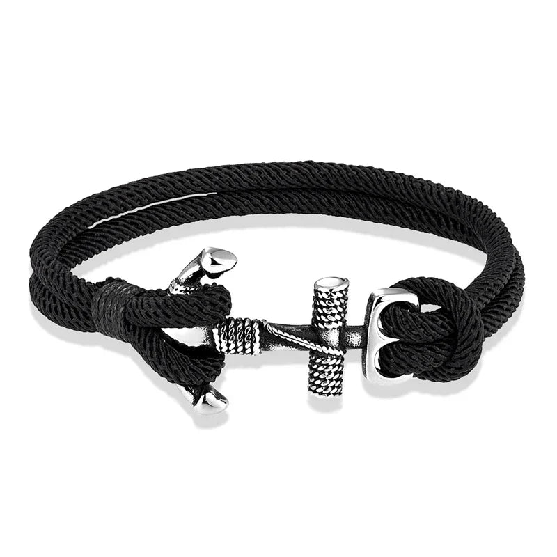 Bracelet double ancre homme noir