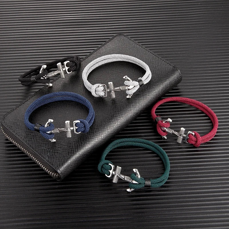 Bracelet double ancre homme