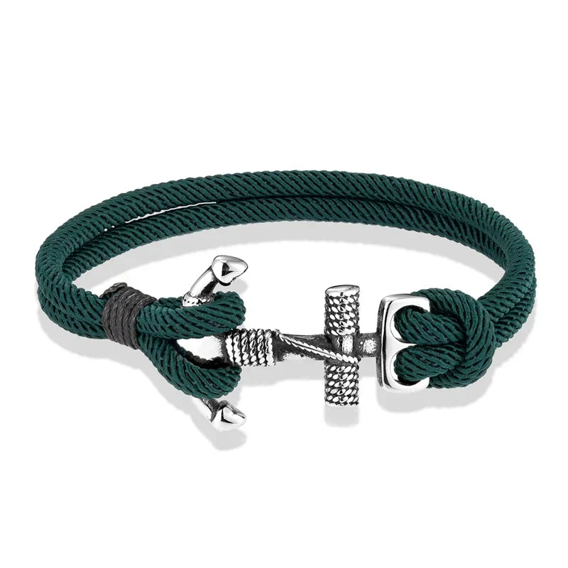 Bracelet double ancre homme vert