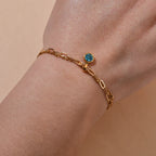 Double bracelet doré avec pierre de naissance