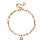 Double bracelet doré avec pierre de naissance