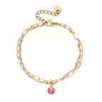 Double bracelet doré avec pierre de naissance