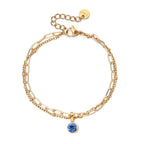 Double bracelet doré avec pierre de naissance